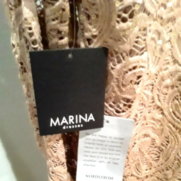 Nordstrom Marina Dress Taupe Lace Sequin - Picture 6 of 6